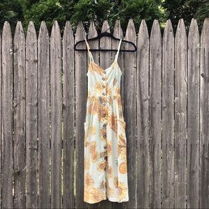 Sunflower print midi dress